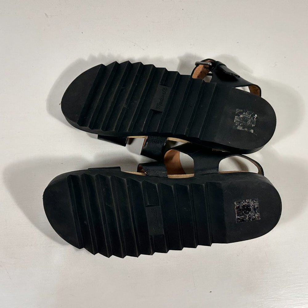 Madewell The Addie Black Leather Comfort Sandals Women Size 7 - Picture 7 of 9